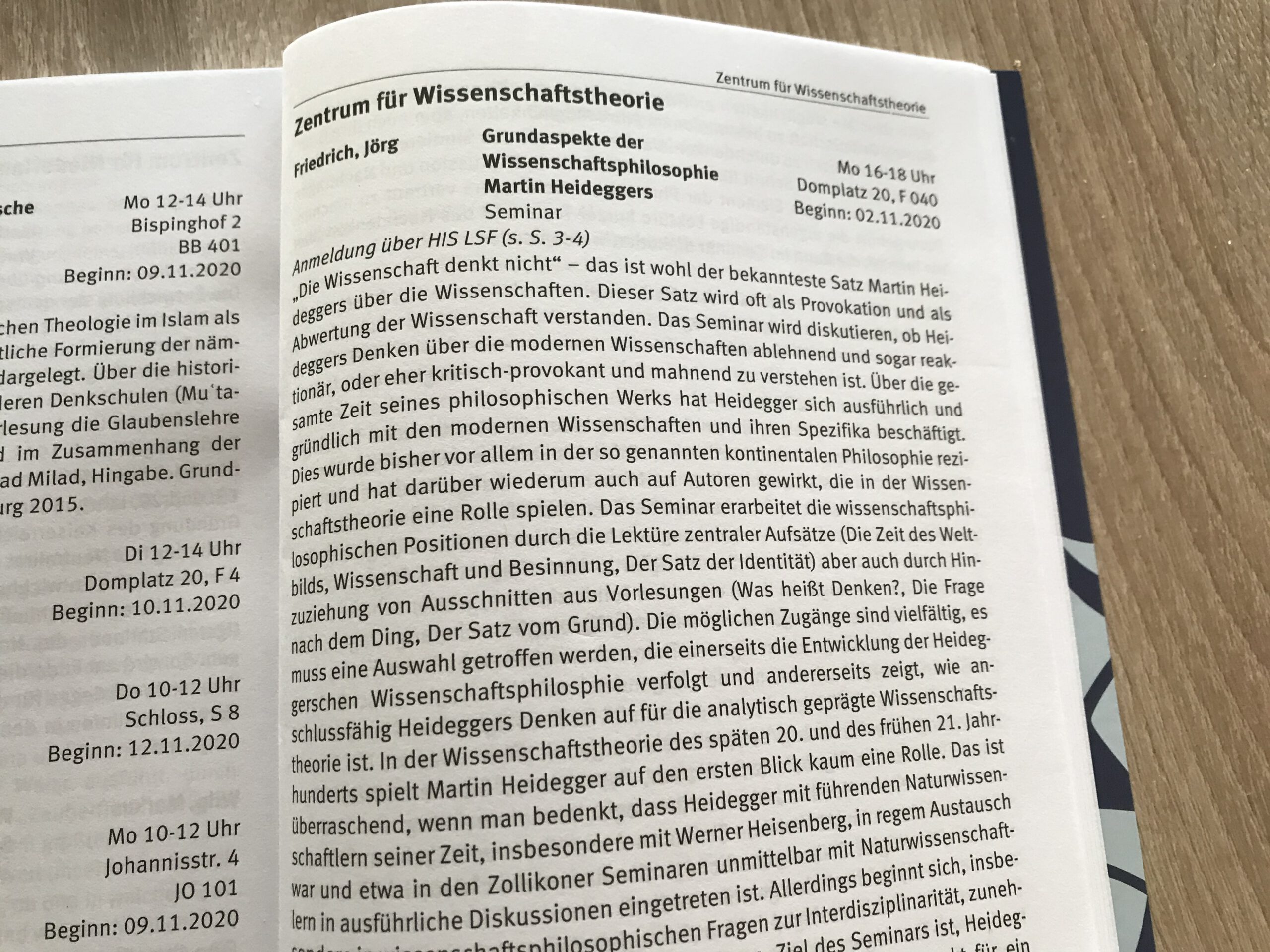 Seminar zu Heideggers Wissenschaftsphilosophie